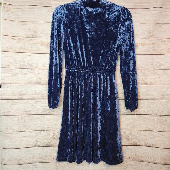 Modcloth Dress Size Small Totally Crushed It Velvet Mini Dress Velour Slate Blue - Picture 14 of 16